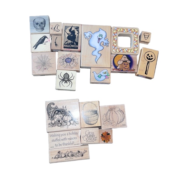 Stampin' Up! Other - Stampin' Up Vintage Fall Rubber Stamp Collection Halloween & Thanksgiving Themed
